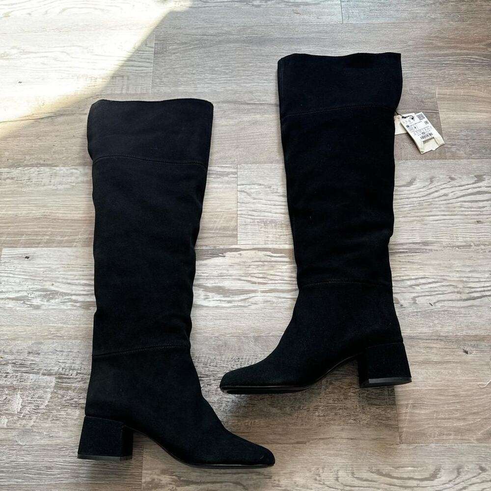 ZARA HEELED SUEDE KNEE HIGH BOOTS. Brand new with tag.